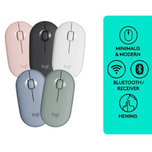 Mouse Bluetooth Nirkabel Logitech Pebble M350