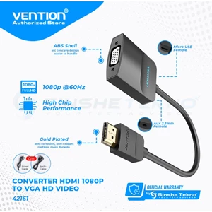 Vention (ACK) Konverter HDMI ke VGA Dengan Audio & Micro-USB (Termasuk) - 42161- PowerAux