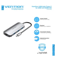 Vention USB Hub Tipe C ke USB 3.0 HDMI PD - TOD