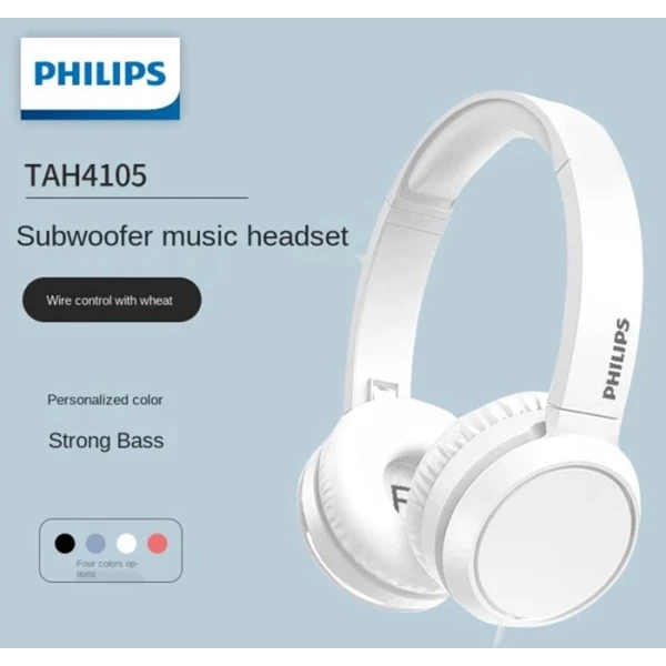 Philips TAH4105 On Ear Headphones with Mic Headset TAH 4105